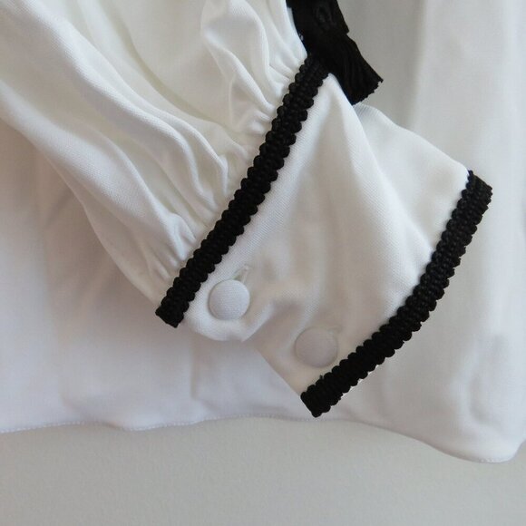 ANDREW GN F19 White Black Tassel Cut Out Embroidered White Black Top - Sz US 4 - Picture 8 of 16